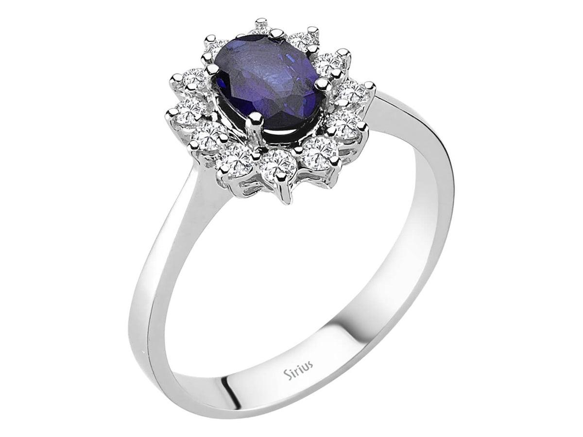 Diamant und Oval Sapir Ring - handgefertigter Diamantschmuck aus Feingold | Sirius Diamant