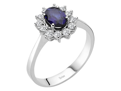 Diamond and Oval Sapphire Ring