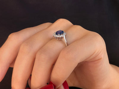 Diamond and Oval Sapphire Ring