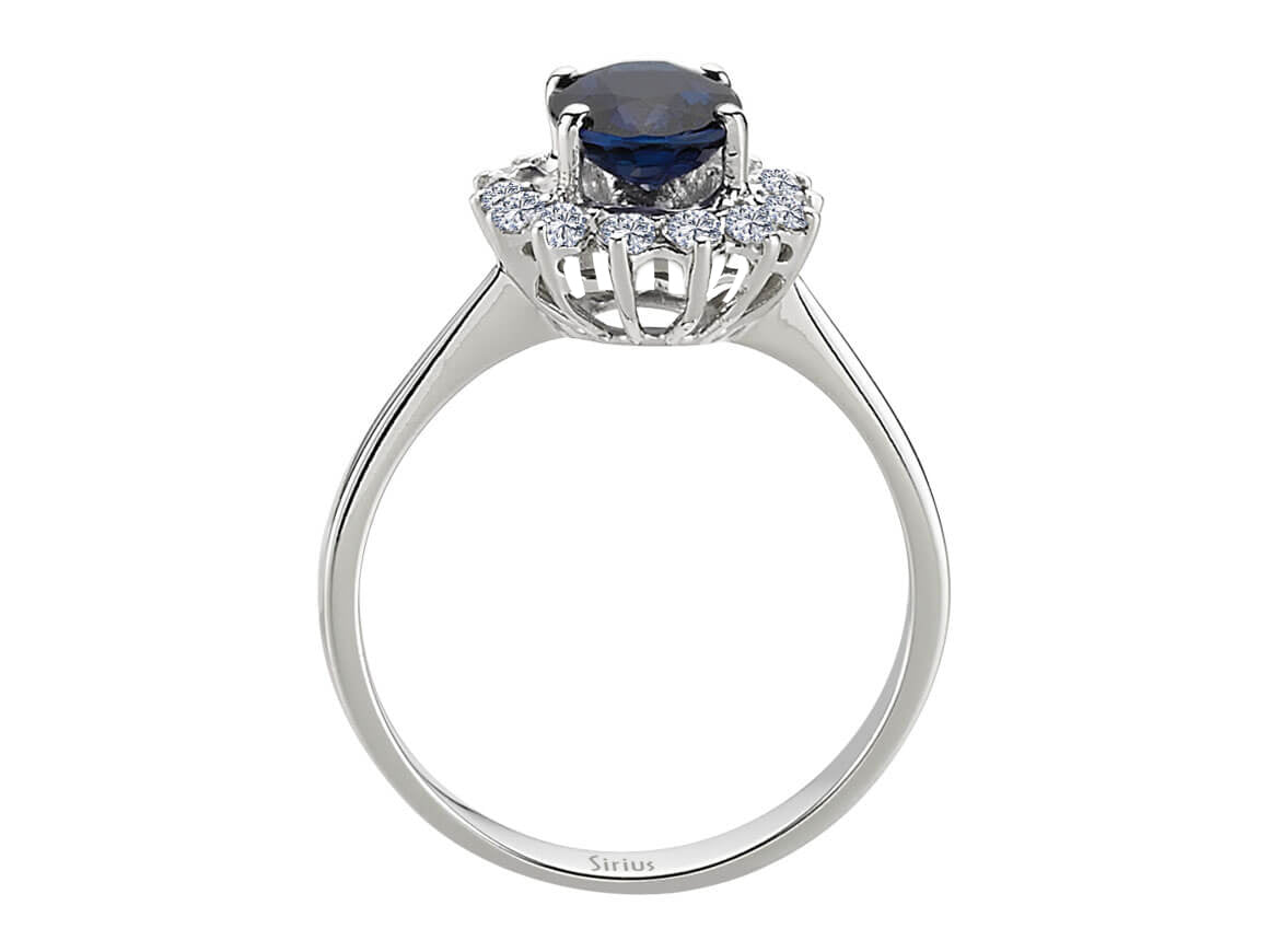 Diamant und Oval Saphir Ring - handgefertigter Diamantschmuck aus Feingold | Sirius Diamant