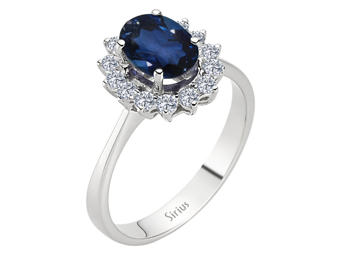 Diamant und Oval Saphir Ring - handgefertigter Diamantschmuck aus Feingold | Sirius Diamant