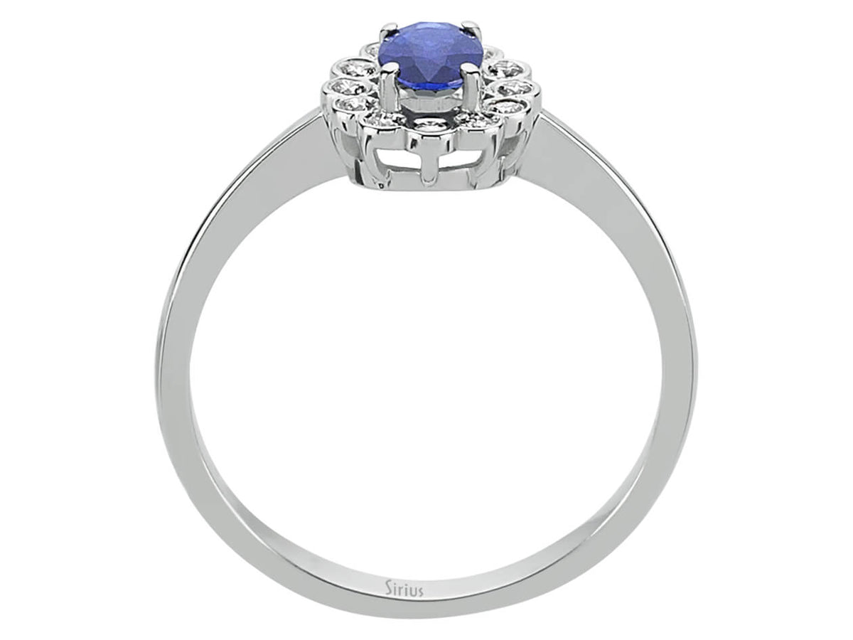 Diamant und Oval Saphir Ring - handgefertigter Diamantschmuck aus Feingold | Sirius Diamant