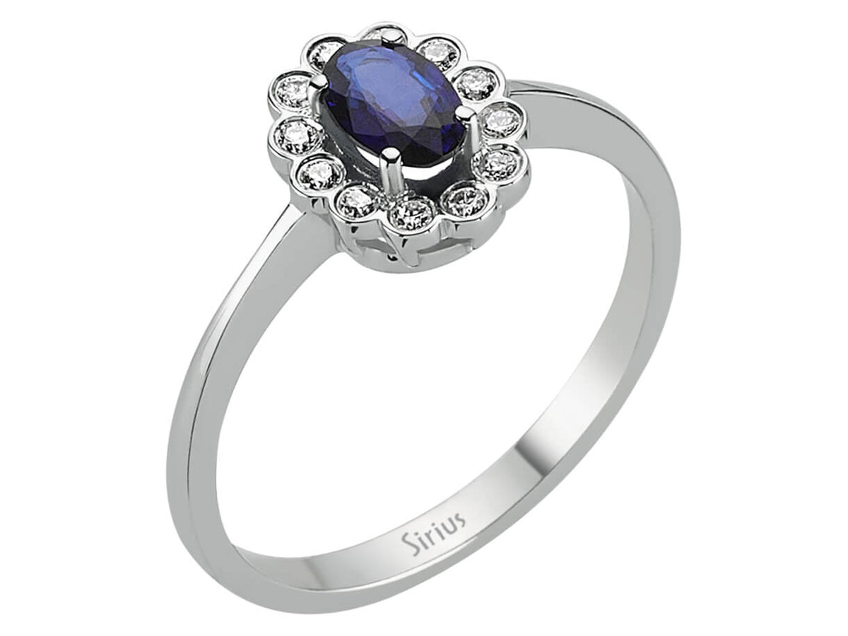 Diamant und Oval Saphir Ring - handgefertigter Diamantschmuck aus Feingold | Sirius Diamant