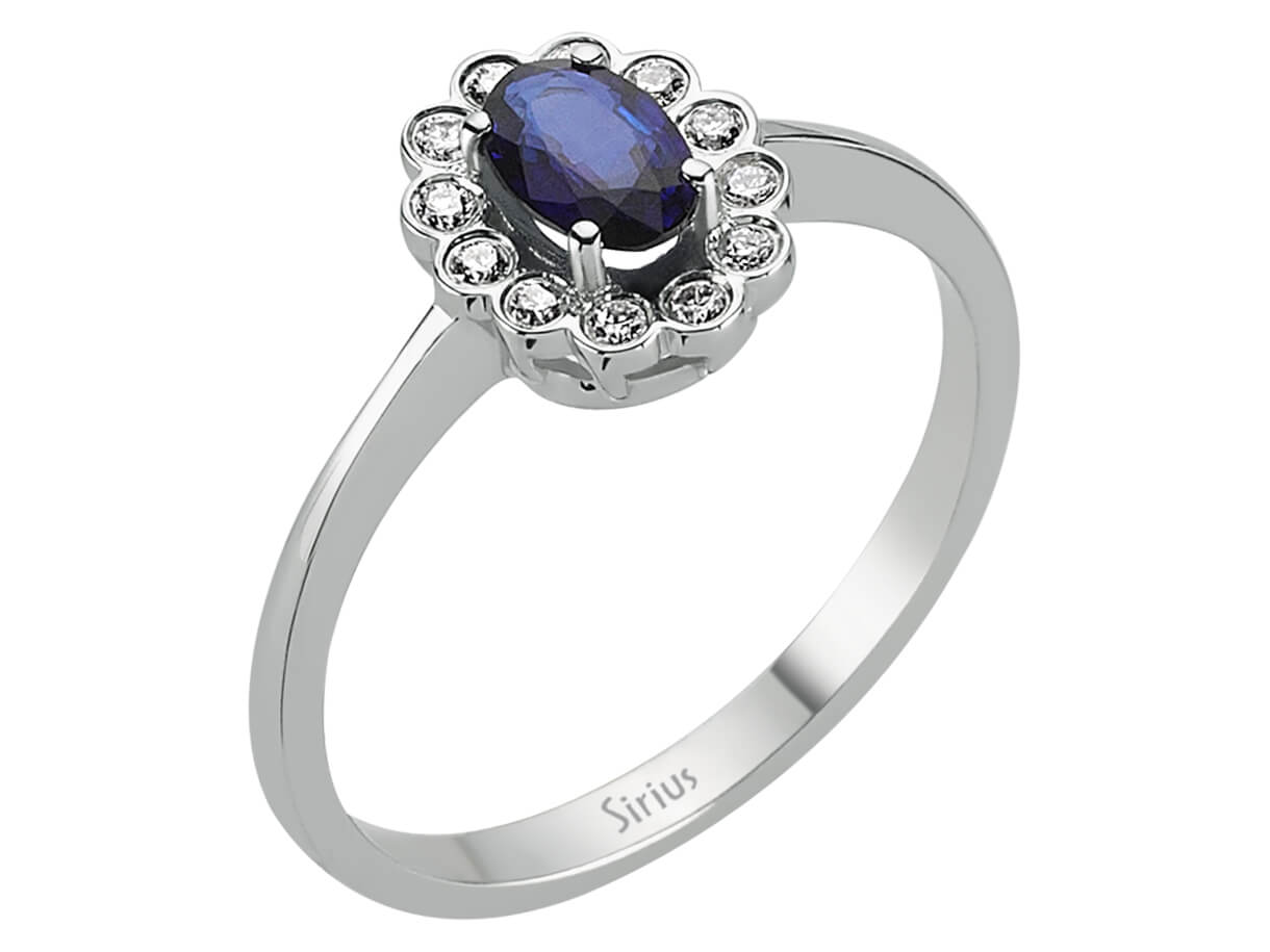 Diamond and Oval Sapphire Ring