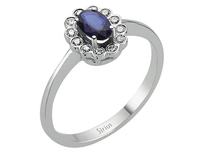 Diamond and Oval Sapphire Ring