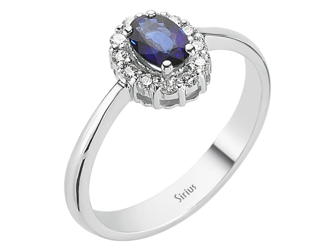 Diamond and Oval Sapphire Ring