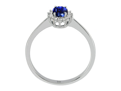 Diamond and Oval Sapphire Ring