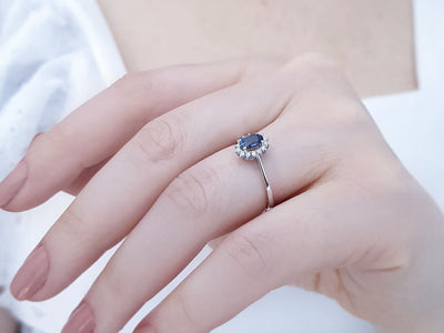 Diamond and Oval Sapphire Ring