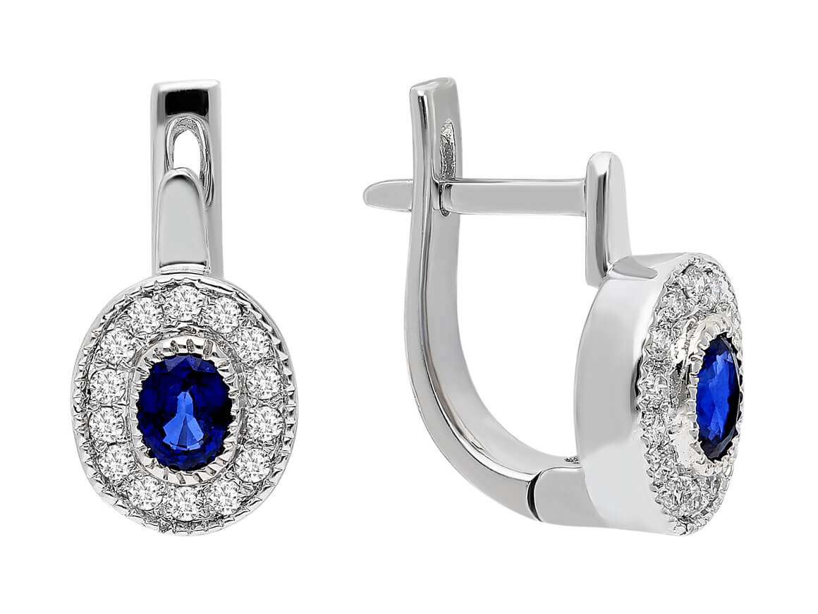 Diamant und Oval Saphir Ohrringe - handgefertigter Diamantschmuck aus Feingold | Sirius Diamant