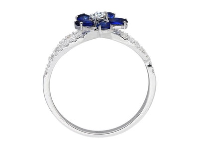 Diamond and oval-cut sapphire violet ring in 333 8-carat white gold