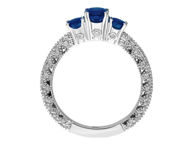 Diamond and Oval Sapphire Tria Ring