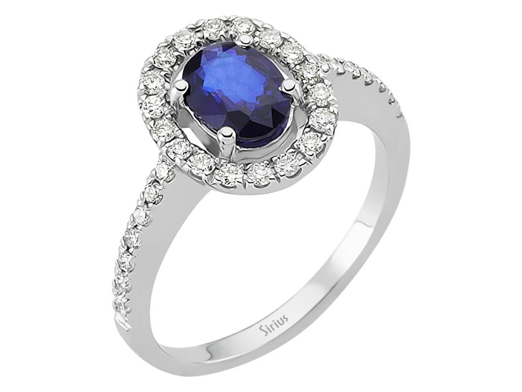Diamond and Oval Sapphire Ring