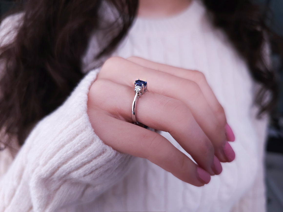 Diamond and Oval Sapphire Ring