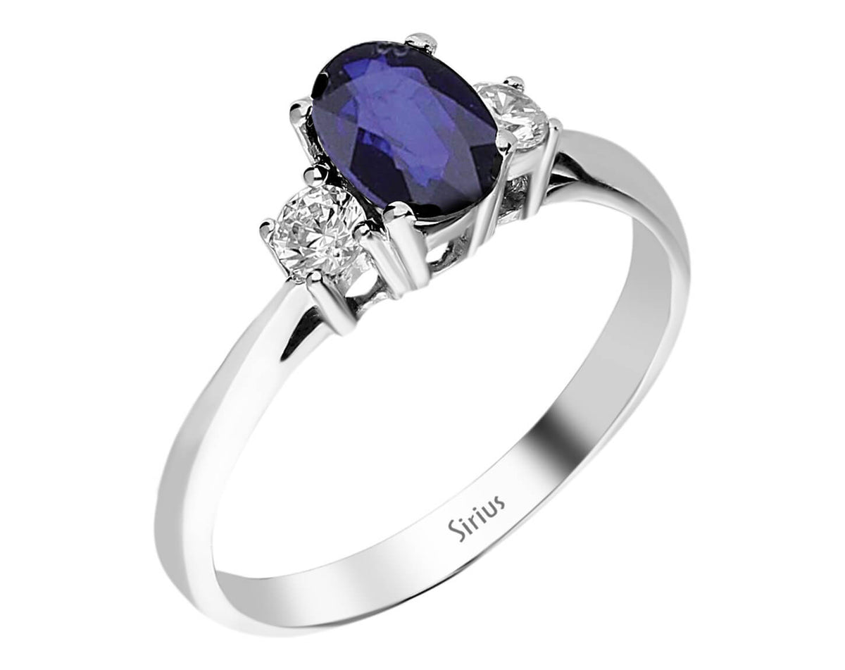 Diamant und Oval Saphir Ring - handgefertigter Diamantschmuck aus Feingold | Sirius Diamant