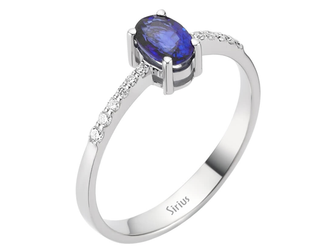 Diamant und Oval Saphir Ring - handgefertigter Diamantschmuck aus Feingold | Sirius Diamant