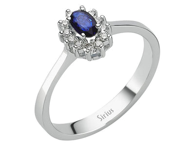 Diamond and Oval Sapphire Ring