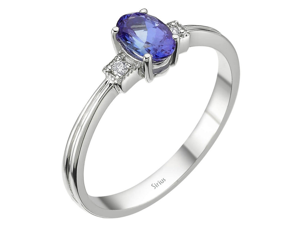 Diamant und Ovaler Schliff AAA Tansanit Ring - handgefertigter Diamantschmuck aus Feingold | Sirius Diamant