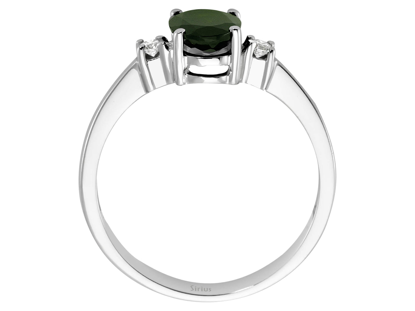 Diamond and Oval Green Tourmaline Ring