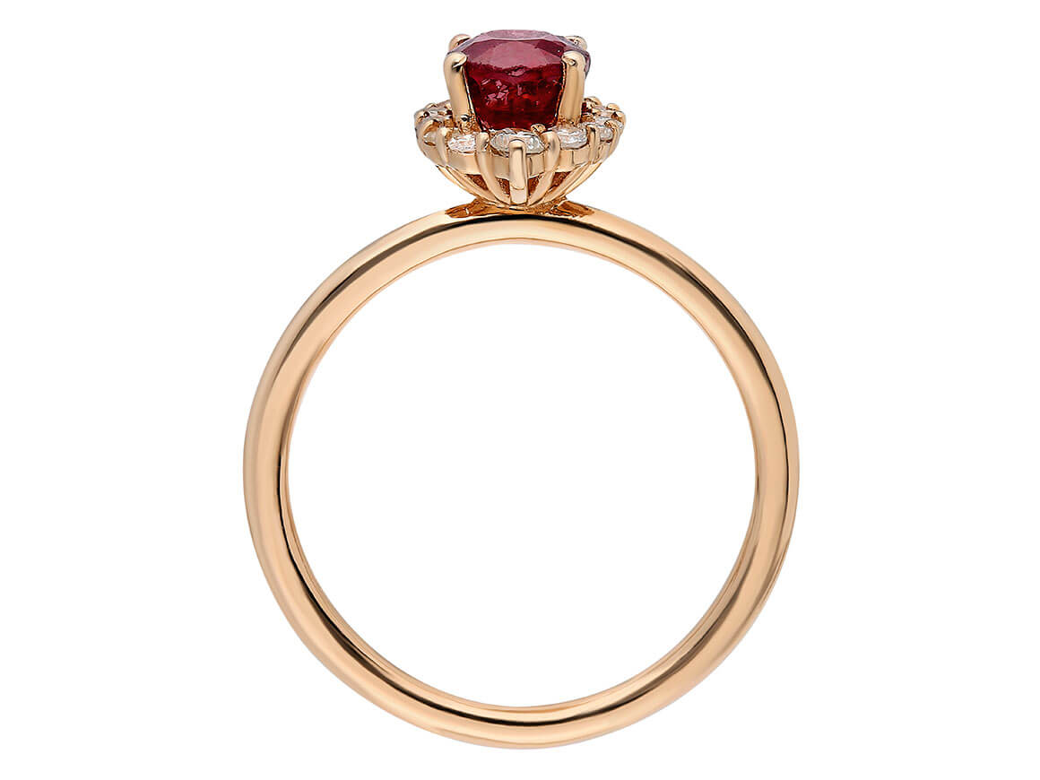 Diamant und Oval Rubin Ascella Ring - handgefertigter Diamantschmuck aus Feingold | Sirius Diamant