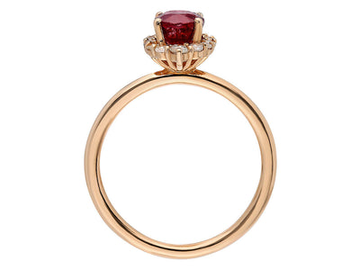 Diamond and Oval Ruby Ascella Ring