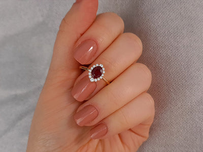 Diamond and Oval Ruby Ascella Ring