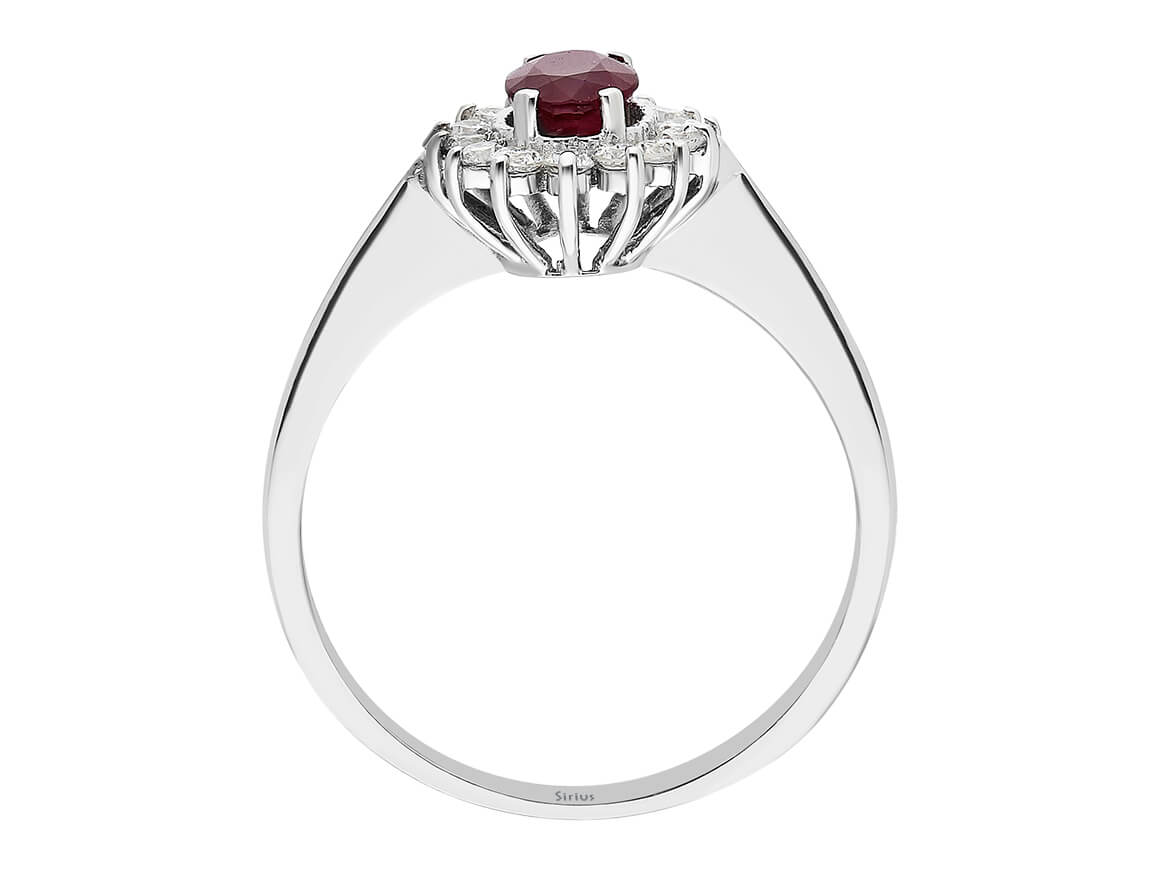 Diamond and oval cut ruby jewelry set in 14 carat white gold