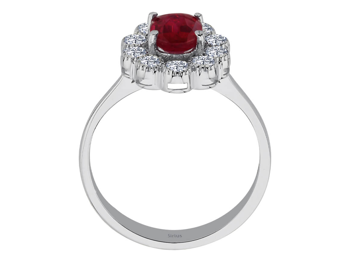 Diamant und Oval Rubin Ring - handgefertigter Diamantschmuck aus Feingold | Sirius Diamant