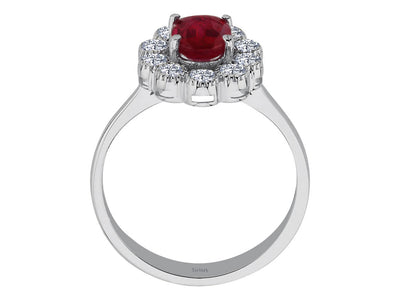 Diamond and Oval Ruby Ring