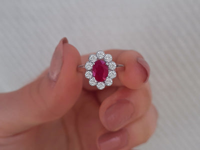 Diamond and Oval Ruby Ring