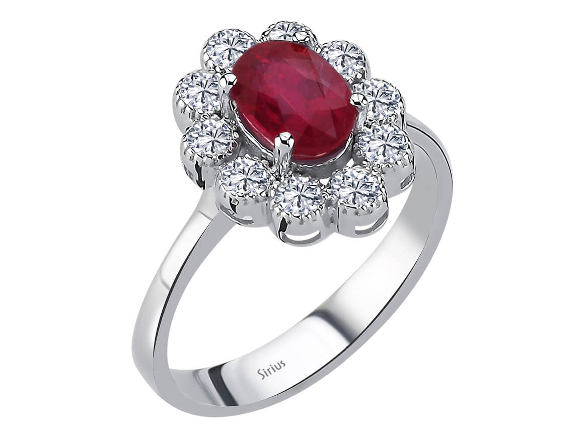 Diamant und Oval Rubin Ring - handgefertigter Diamantschmuck aus Feingold | Sirius Diamant