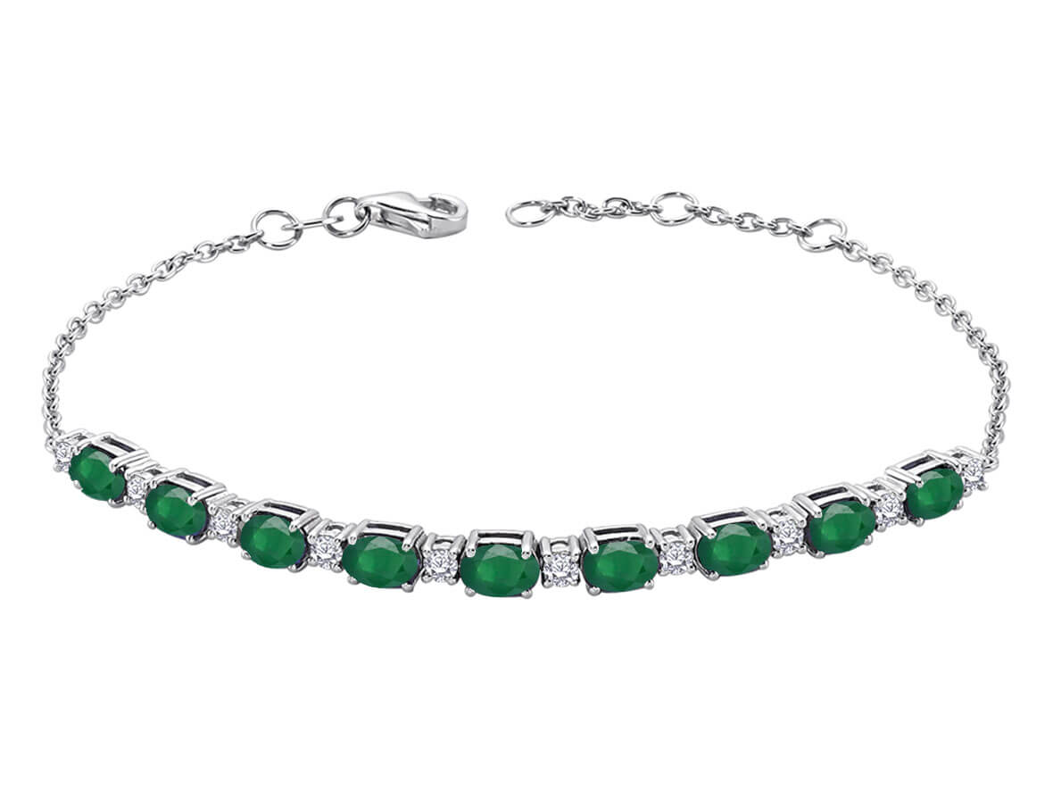 Diamond and oval emerald sirtas bracelet
