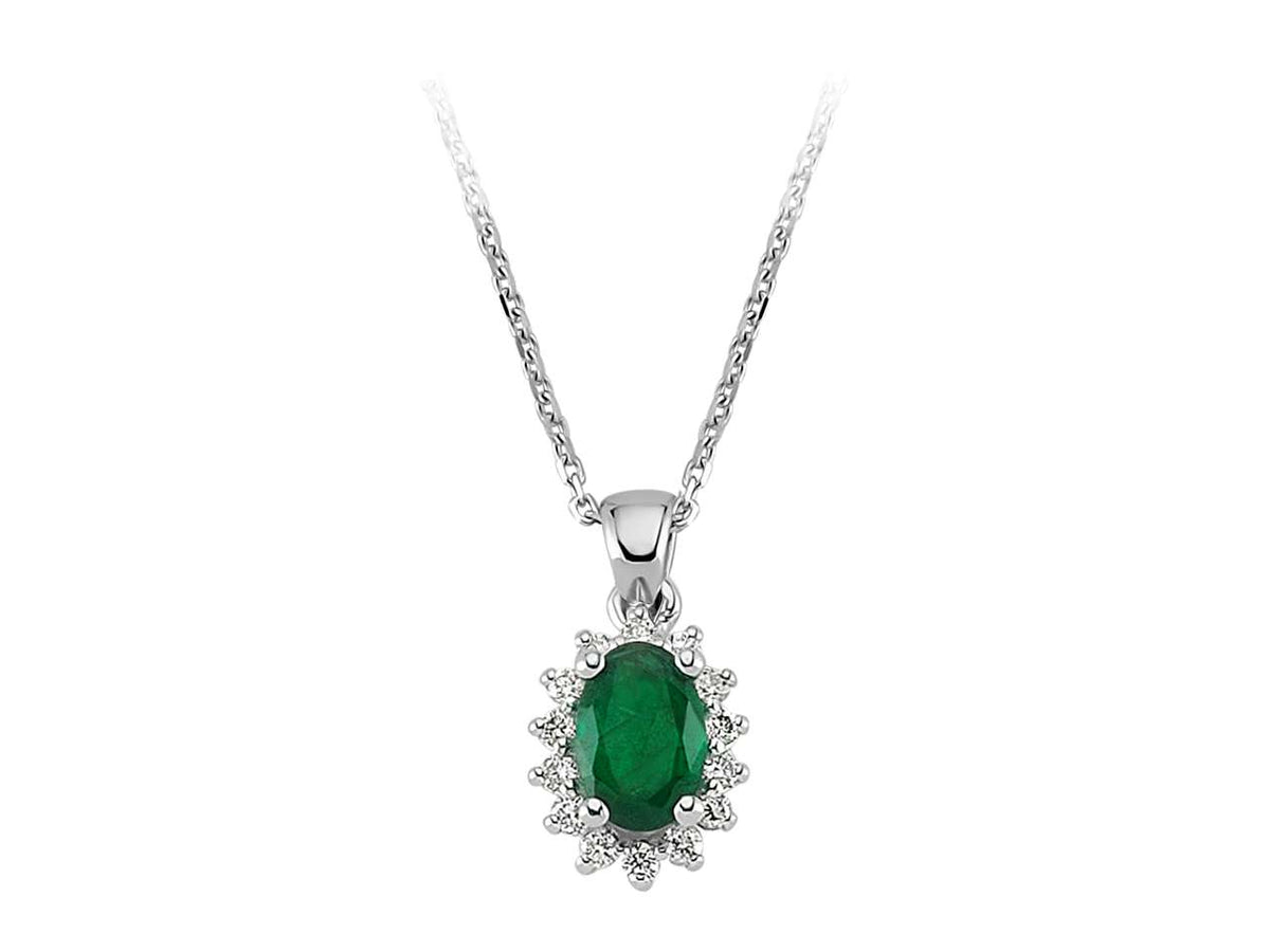 Diamant und Oval Smaragd Collier - handgefertigter Diamantschmuck aus Feingold | Sirius Diamant