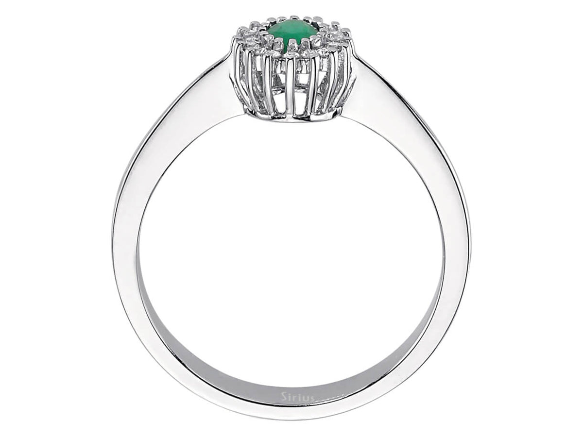 Diamant und Oval Smaragd Ring in 333er 8 K Weißgold - handgefertigter Diamantschmuck aus Feingold | Sirius Diamant