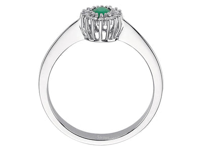 Diamond and oval emerald ring in 333 8 K white gold