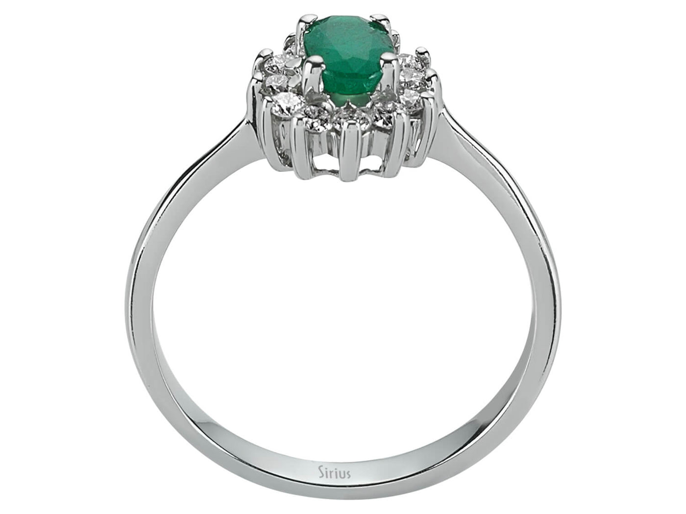 Diamond and Oval Emerald Ring