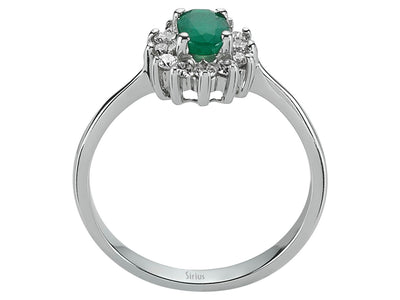 Diamond and Oval Emerald Ring