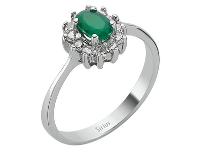 Diamond and Oval Emerald Ring