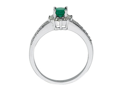 Diamond and Oval Emerald Ring