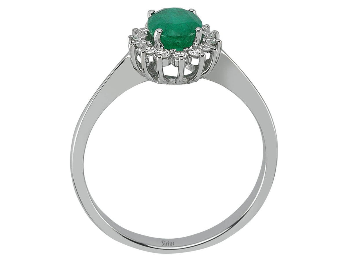 Diamant und Oval Smaragd Ring - handgefertigter Diamantschmuck aus Feingold | Sirius Diamant