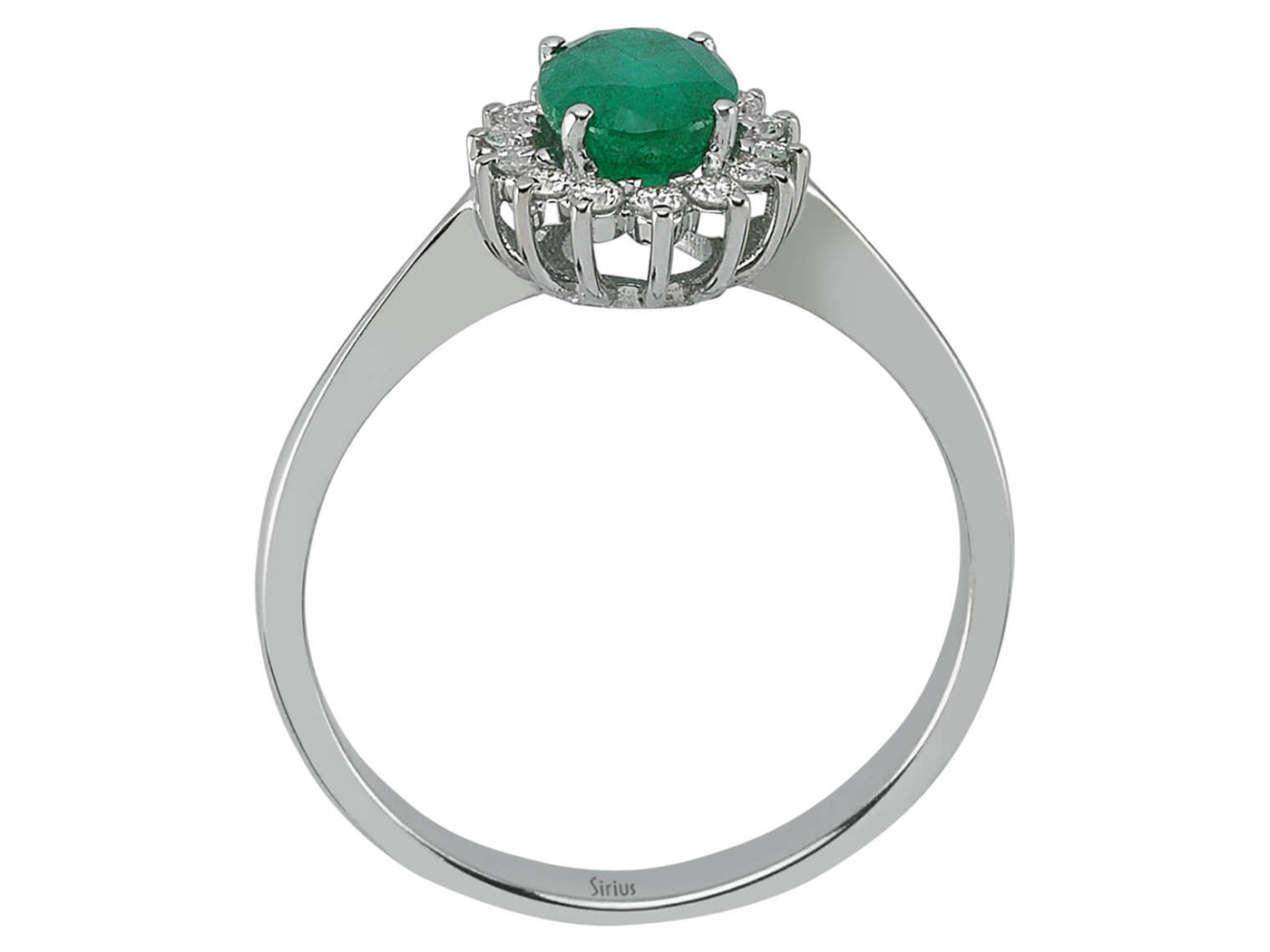 Diamond and Oval Emerald Ring