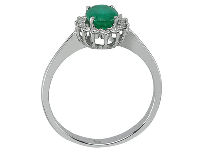Diamond and Oval Emerald Ring