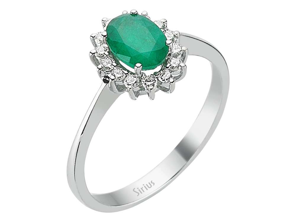 Diamond and Oval Emerald Ring