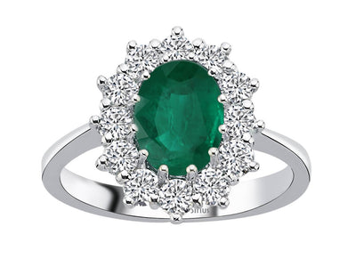 Diamond and Oval Emerald Large Anturaj Ring