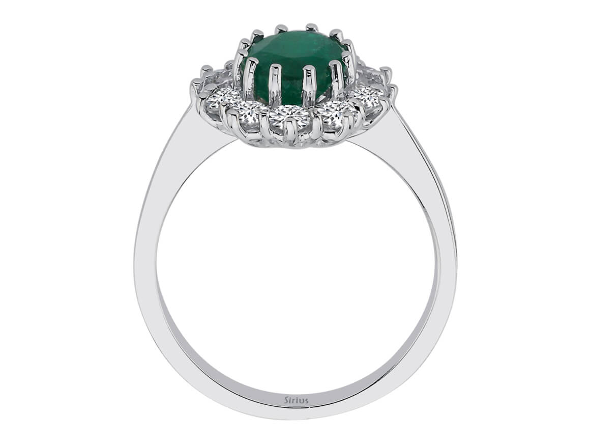 Diamond and Oval Emerald Large Anturaj Ring
