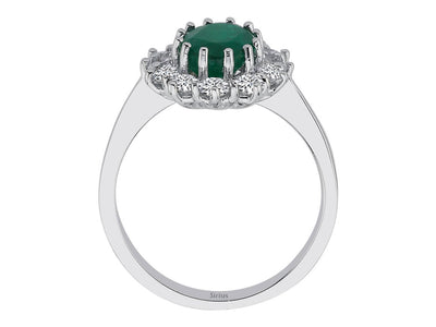 Diamond and Oval Emerald Large Anturaj Ring