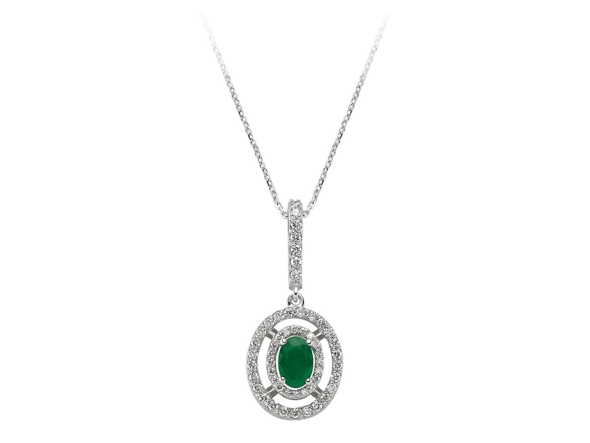 Diamant und Oval Smaragd Collier - handgefertigter Diamantschmuck aus Feingold | Sirius Diamant