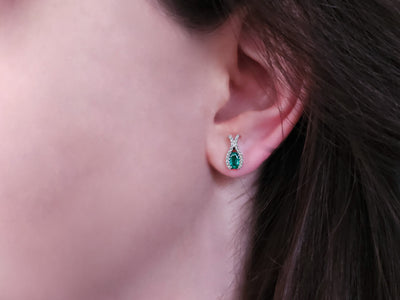 Diamond and Emerald Bud Earrings
