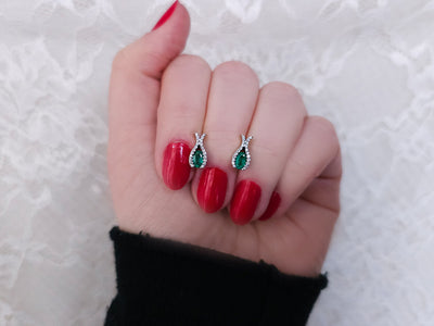 Diamond and Emerald Bud Earrings