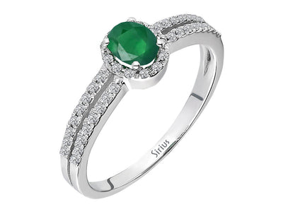 Diamond and Oval Emerald Ring