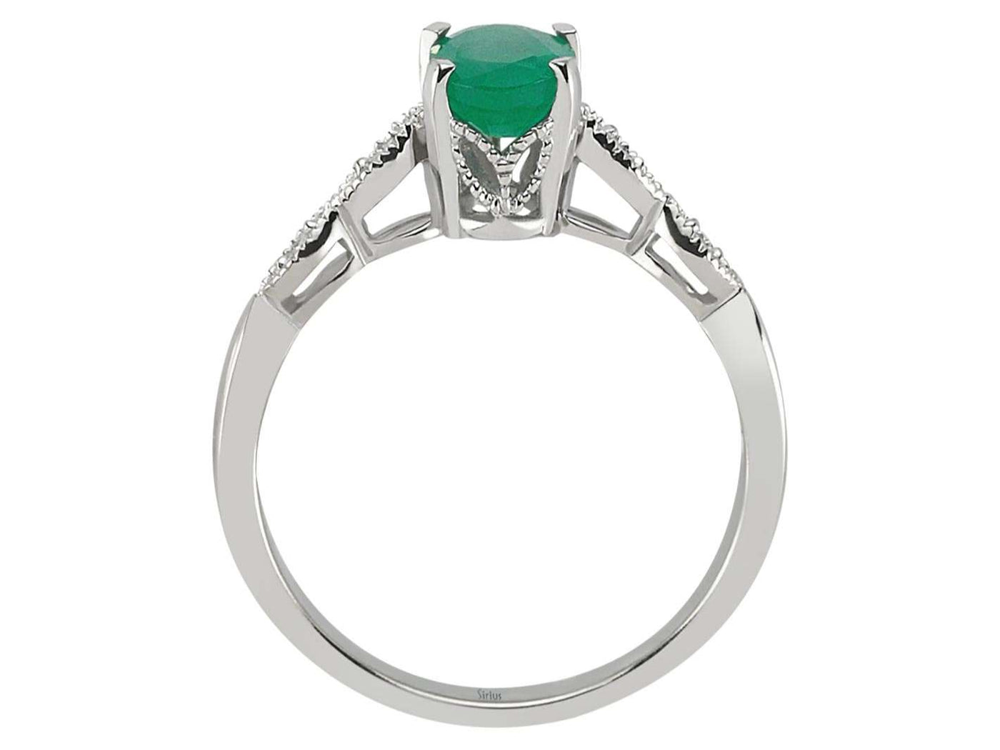 Diamond and Oval Emerald Ring